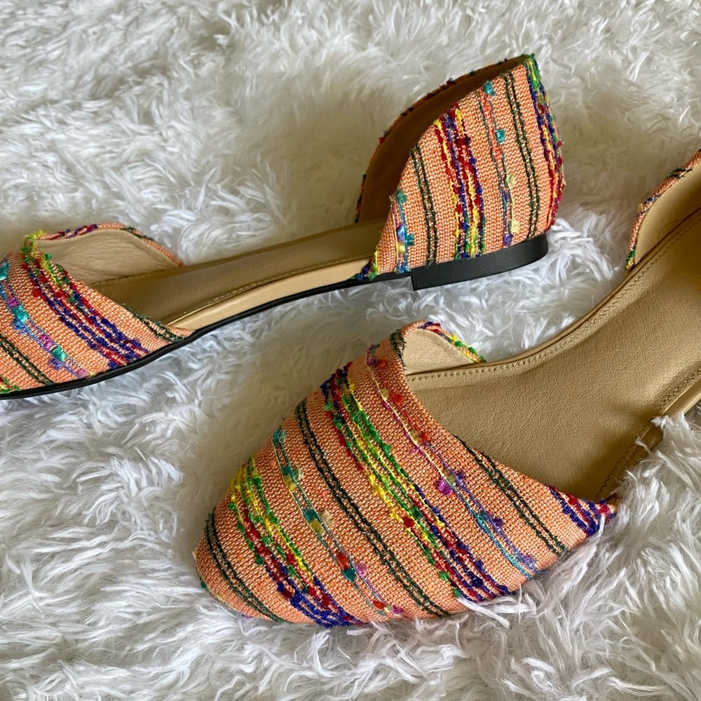 Cato flats, women’s size 8, pastel pink with colored line textured accents